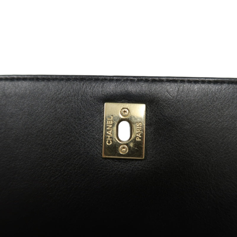 CHANEL Matelasse Handbag, Calfskin, Black, Gold Hardware