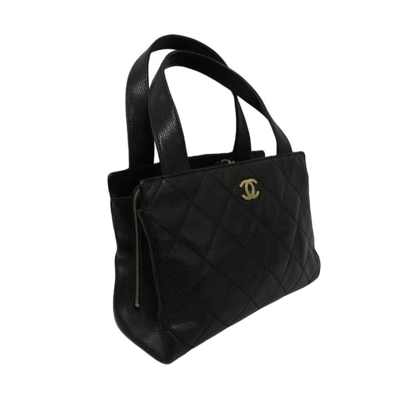 CHANEL Matelasse Tote Bag, Calf Leather, Black, Gold Hardware