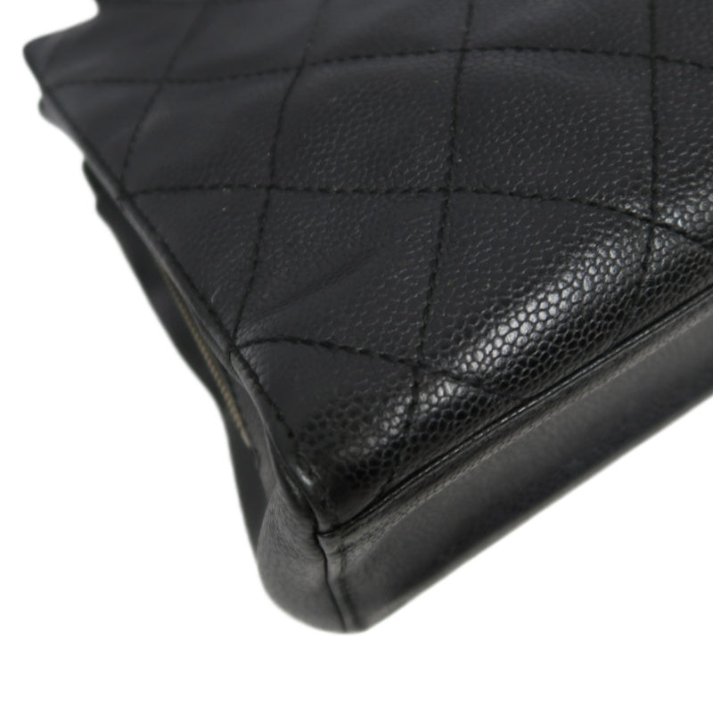 CHANEL Matelasse Tote Bag, Calf Leather, Black, Gold Hardware