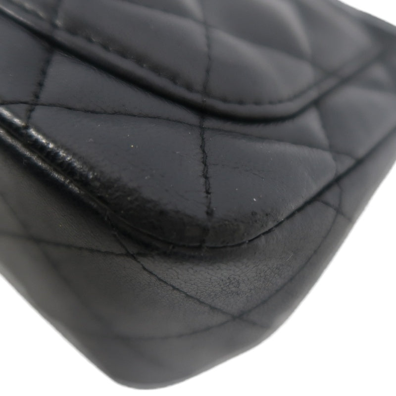 CHANEL Matelasse Shoulder Bag, Lambskin, Black, Gold-tone Hardware