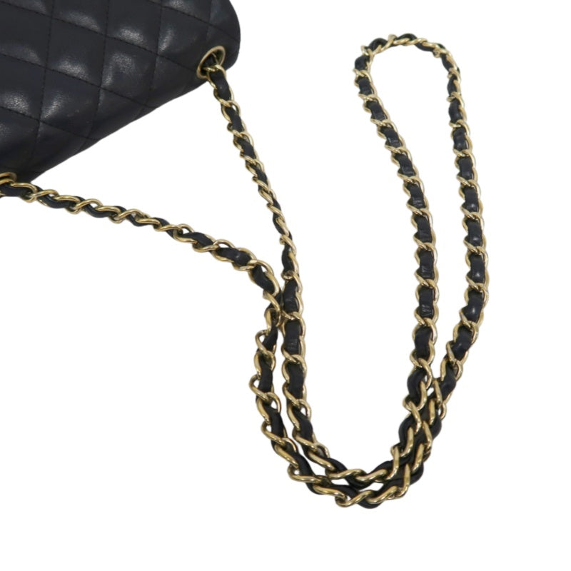 CHANEL Matelasse Shoulder Bag, Lambskin, Black, Gold-tone Hardware
