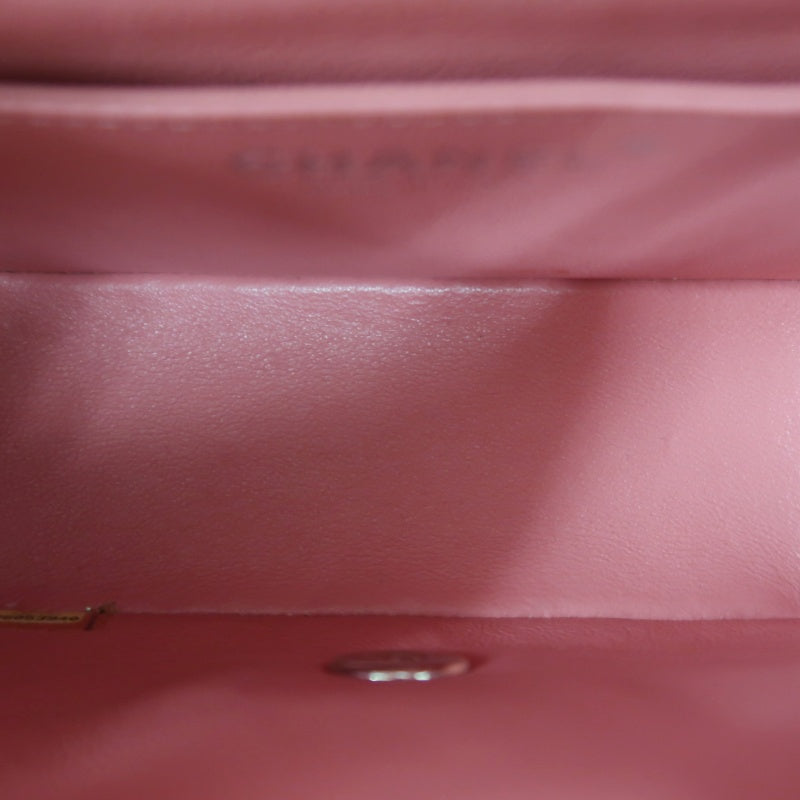 CHANEL Chevron V-Stitch Shoulder Bag, Pink Lambskin, Silver-Tone Hardware, Classic Flap Crossbody Bag