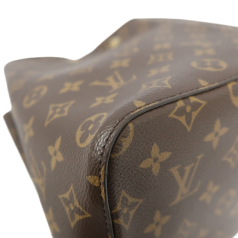 LOUIS VUITTON NeoNoe Shoulder Bag, Brown Monogram PVC, Red Drawstring Bucket Bag