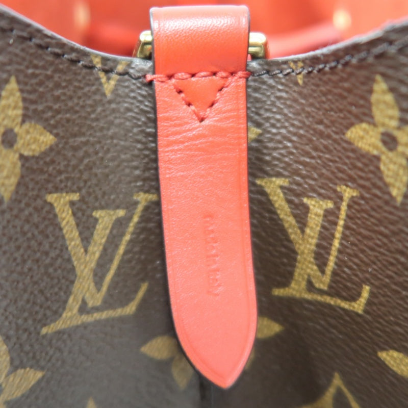 LOUIS VUITTON NeoNoe Shoulder Bag, Brown Monogram PVC, Red Drawstring Bucket Bag