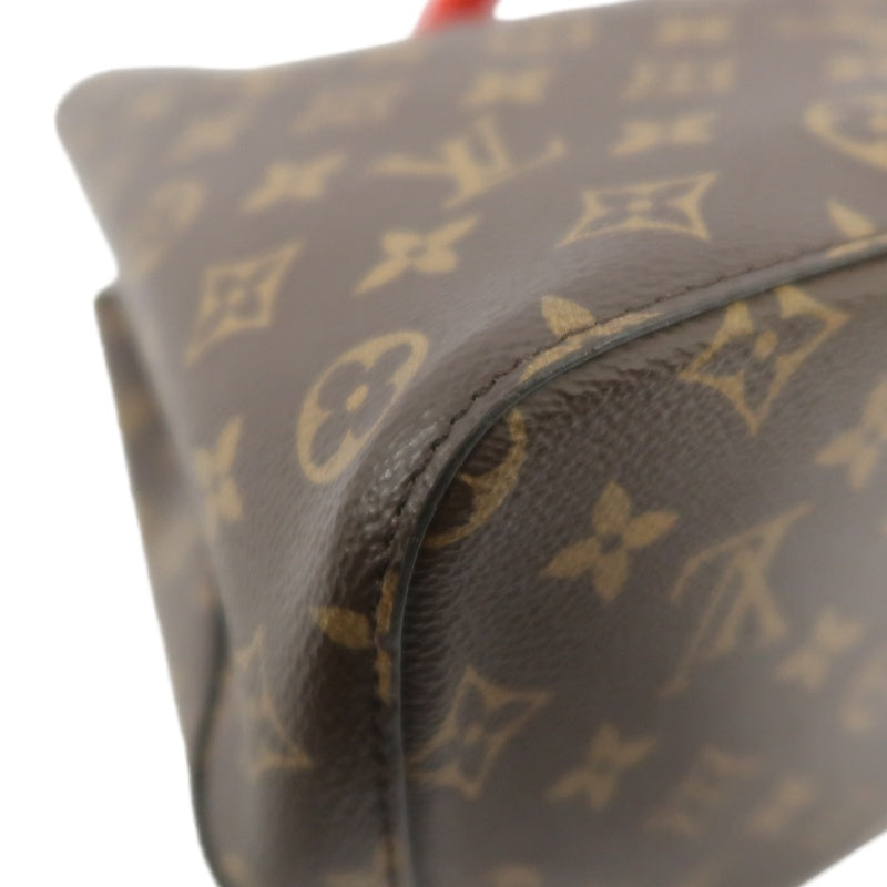 LOUIS VUITTON NeoNoe Shoulder Bag, Brown Monogram PVC, Red Drawstring Bucket Bag