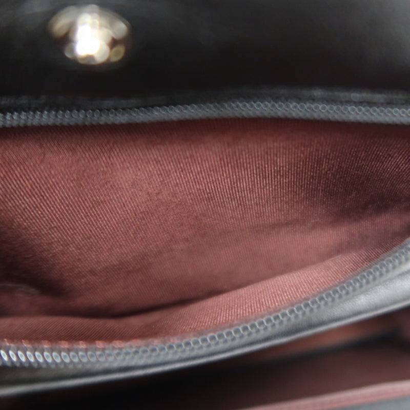 CHANEL Matelasse Chain Shoulder Wallet, Black Lambskin, Silver-Tone Hardware, WOC Crossbody Bag