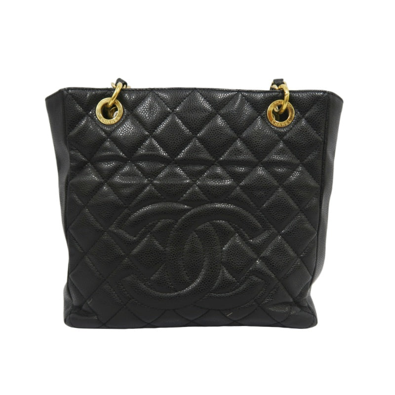 CHANEL Matelasse Tote Bag, Caviar Skin, Black, Gold Hardware, PST Shoulder Bag