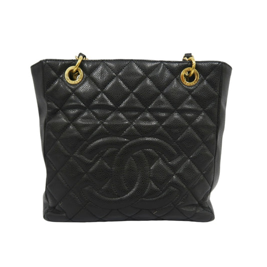 CHANEL Matelasse Tote Bag, Caviar Skin, Black, Gold Hardware, PST Shoulder Bag