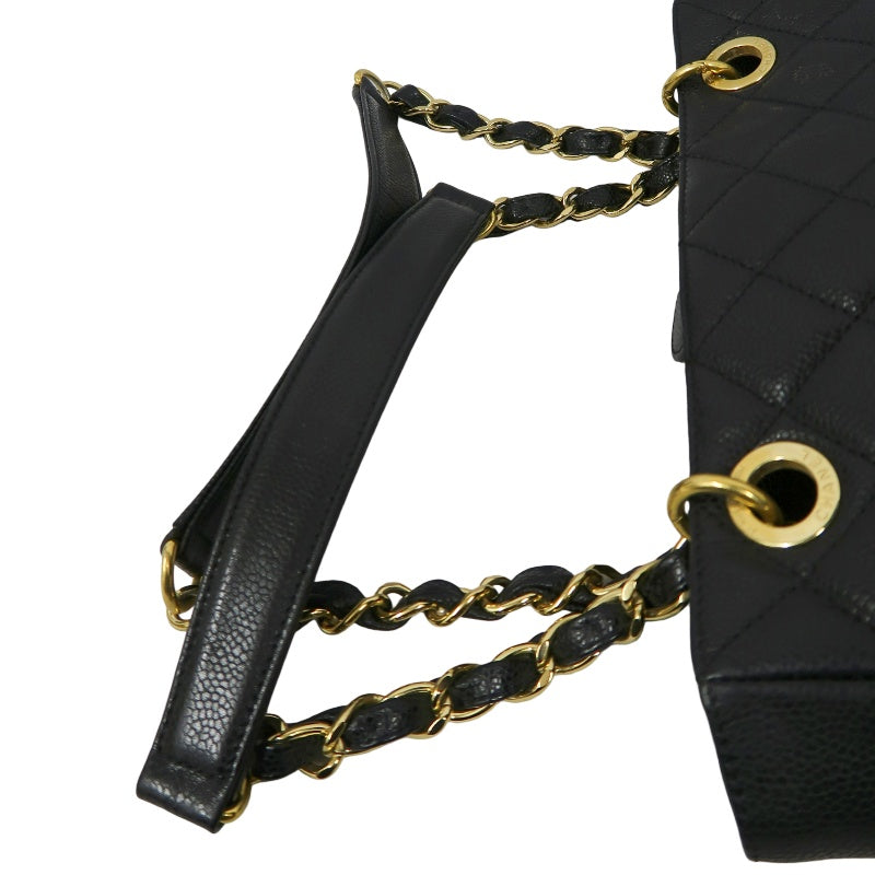 CHANEL Matelasse Tote Bag, Caviar Skin, Black, Gold Hardware, PST Shoulder Bag
