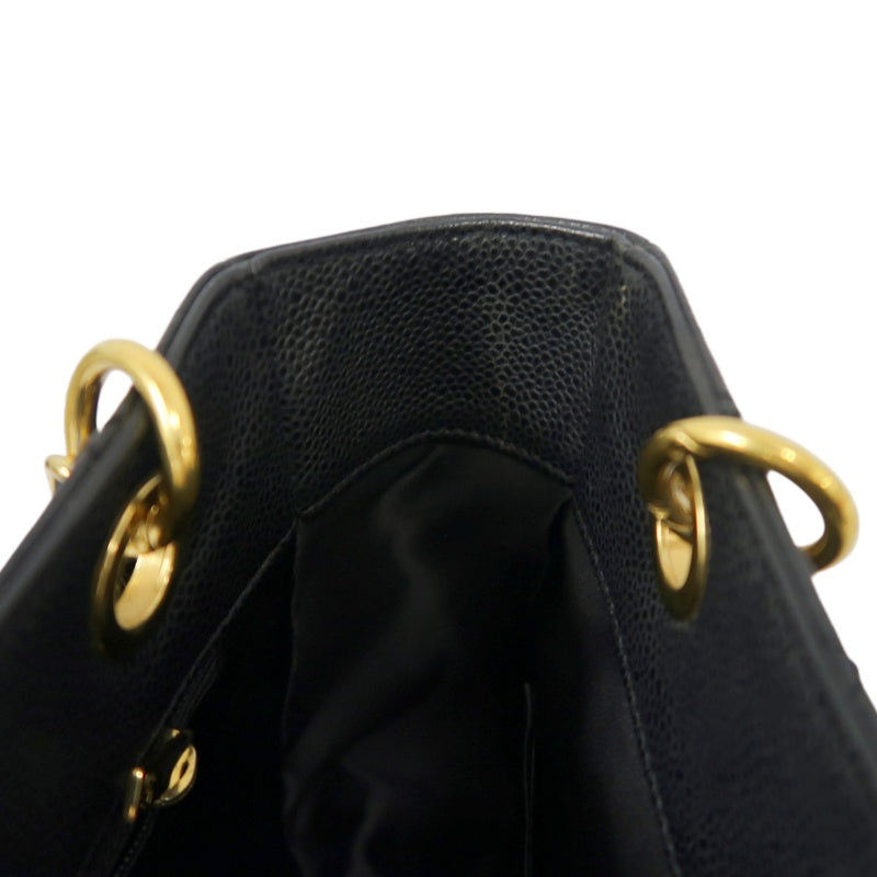CHANEL Matelasse Tote Bag, Caviar Skin, Black, Gold Hardware, PST Shoulder Bag