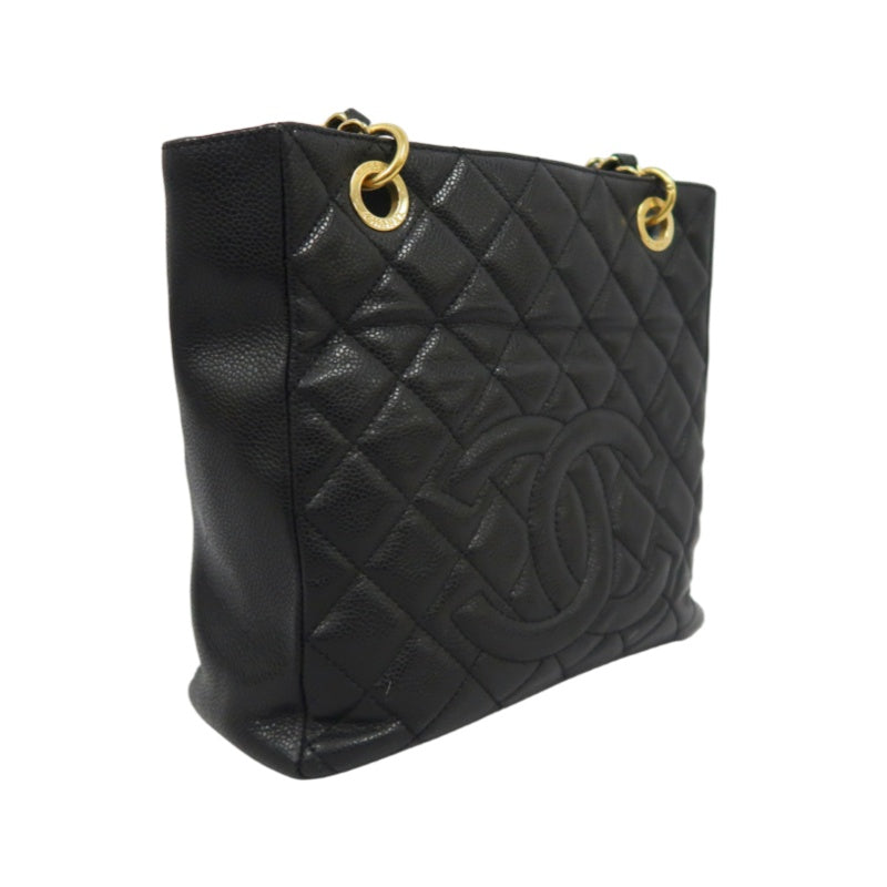 CHANEL Matelasse Tote Bag, Caviar Skin, Black, Gold Hardware, PST Shoulder Bag