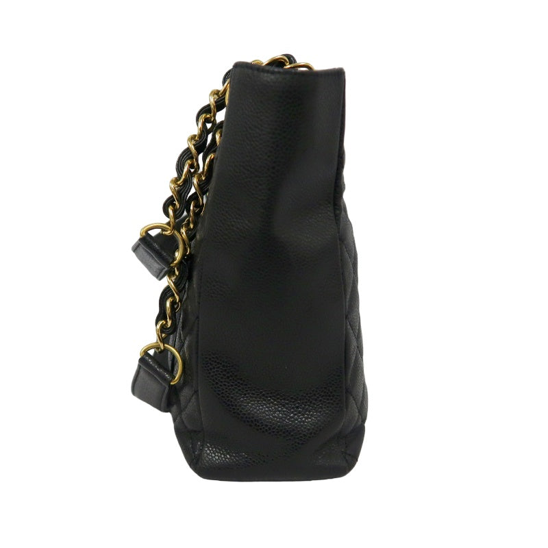 CHANEL Matelasse Tote Bag, Caviar Skin, Black, Gold Hardware, PST Shoulder Bag