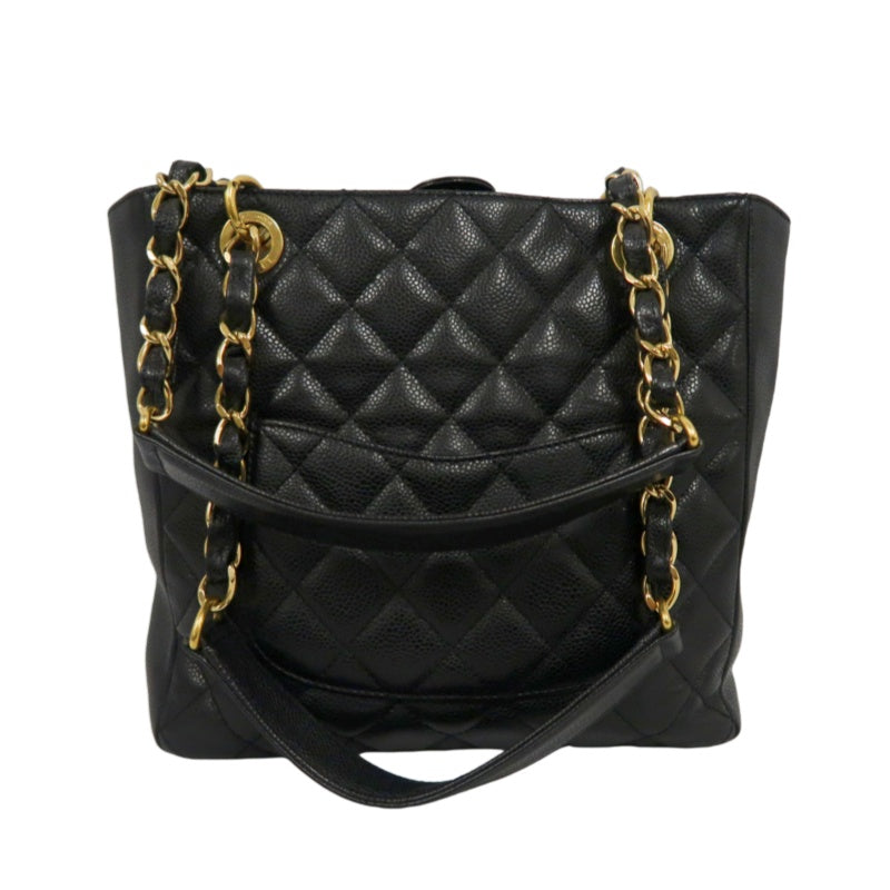 CHANEL Matelasse Tote Bag, Caviar Skin, Black, Gold Hardware, PST Shoulder Bag