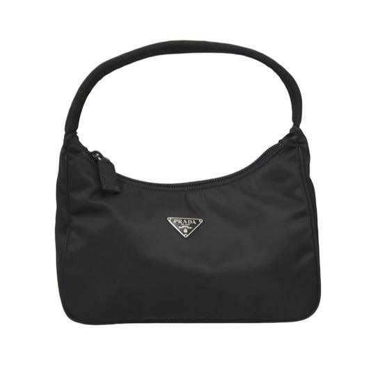 Prada Nylon Handbag, Black with Silver-tone Hardware
