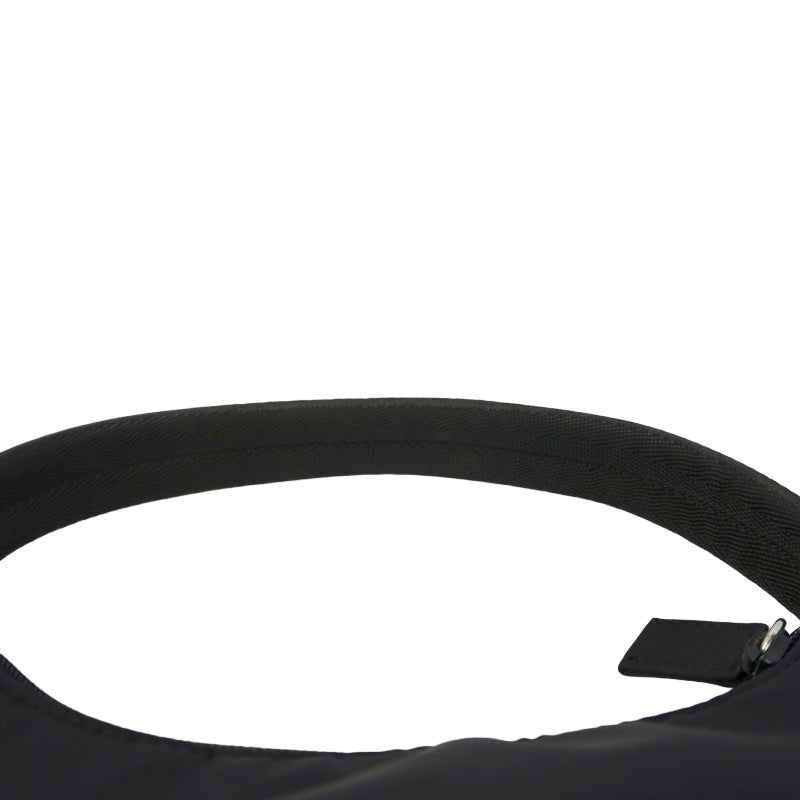 Prada Nylon Handbag, Black with Silver-tone Hardware