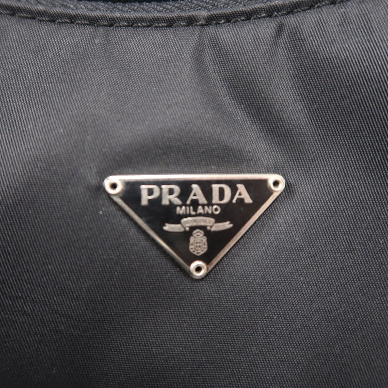 Prada Nylon Handbag, Black with Silver-tone Hardware
