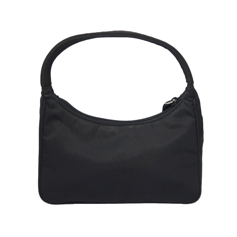 Prada Nylon Handbag, Black with Silver-tone Hardware