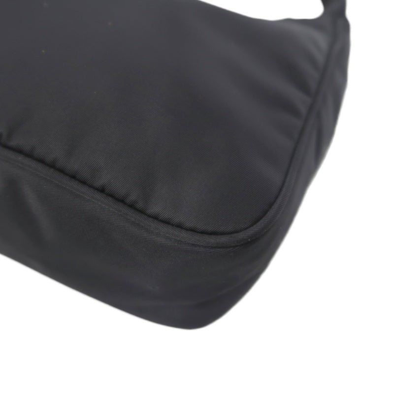 Prada Nylon Handbag, Black with Silver-tone Hardware