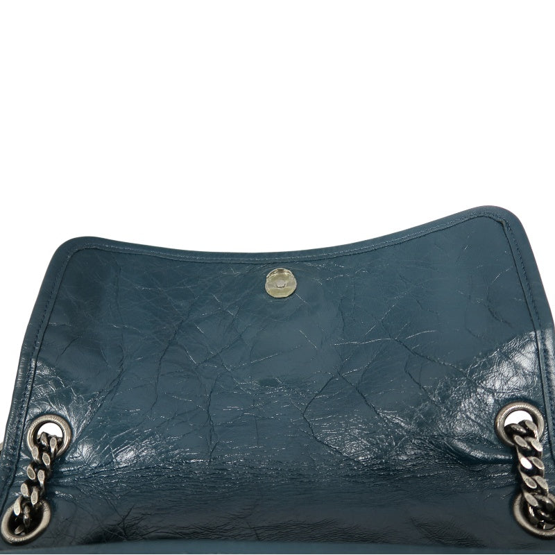 Saint Laurent Niki Leather Shoulder Bag, Blue Oil Wax Leather