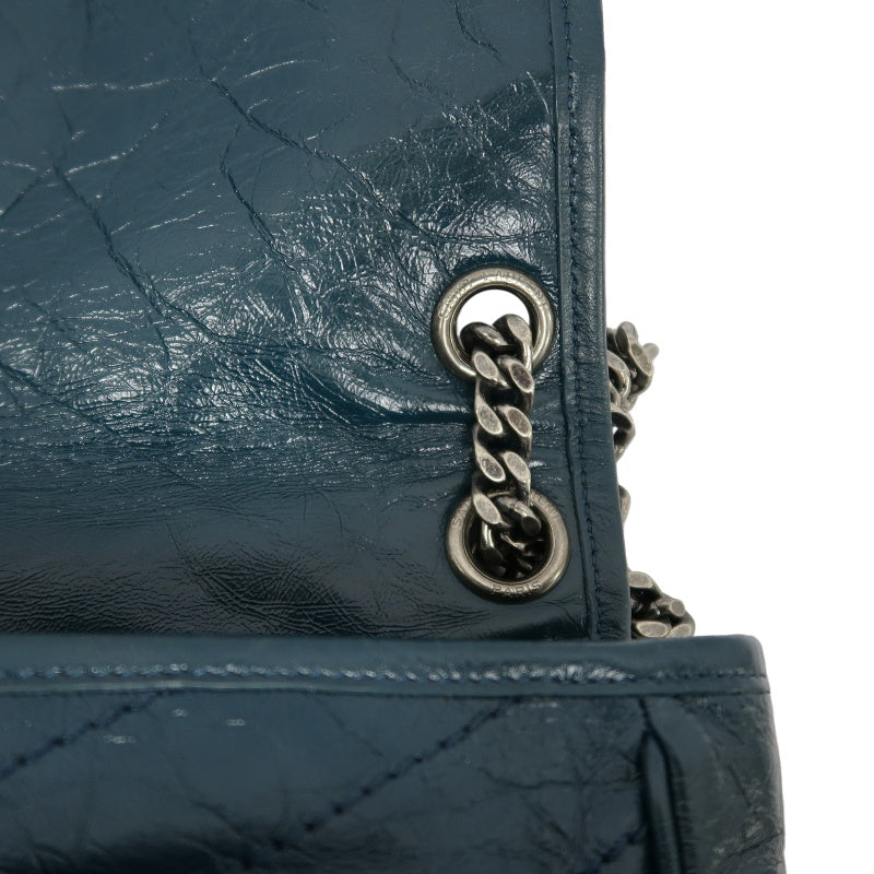 Saint Laurent Niki Leather Shoulder Bag, Blue Oil Wax Leather