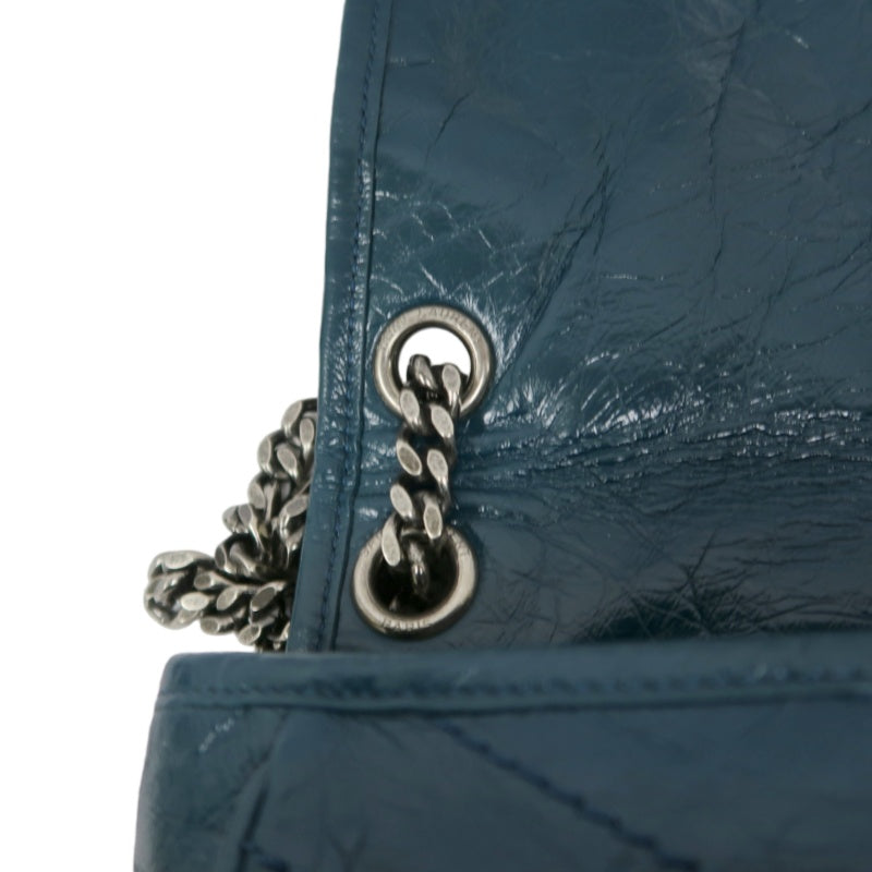 Saint Laurent Niki Leather Shoulder Bag, Blue Oil Wax Leather