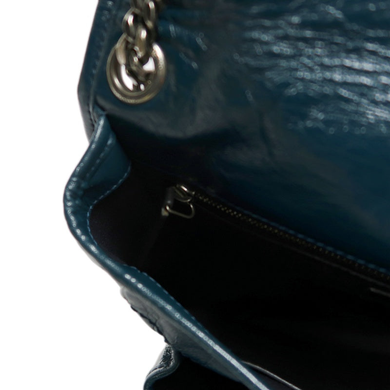 Saint Laurent Niki Leather Shoulder Bag, Blue Oil Wax Leather