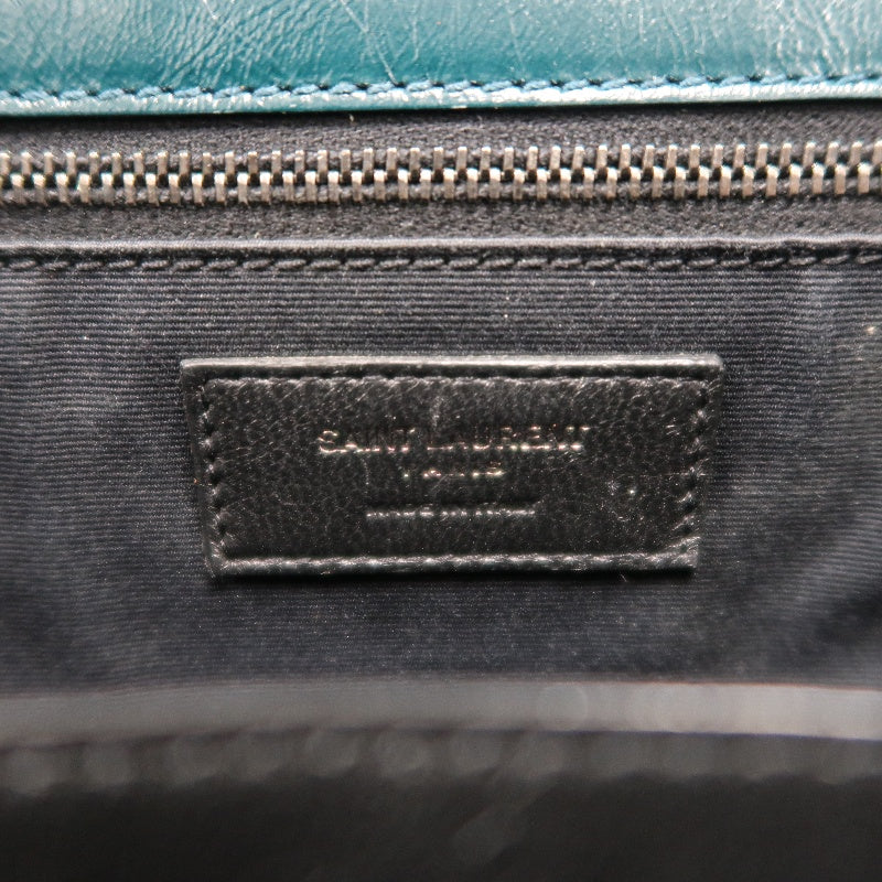 Saint Laurent Niki Leather Shoulder Bag, Blue Oil Wax Leather
