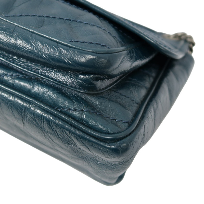 Saint Laurent Niki Leather Shoulder Bag, Blue Oil Wax Leather