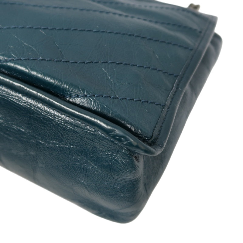 Saint Laurent Niki Leather Shoulder Bag, Blue Oil Wax Leather