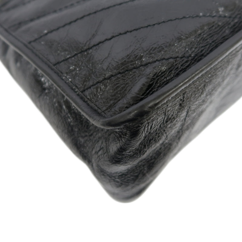 YSL NIKI Shoulder Bag, Black Oil Wax Leather, Crossbody Bag