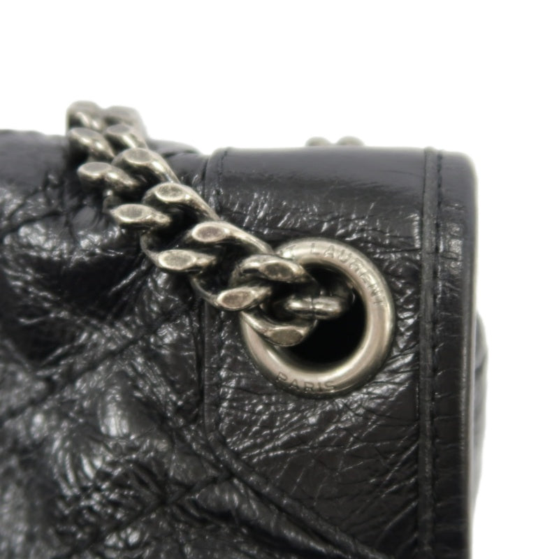 YSL NIKI Shoulder Bag, Black Oil Wax Leather, Crossbody Bag