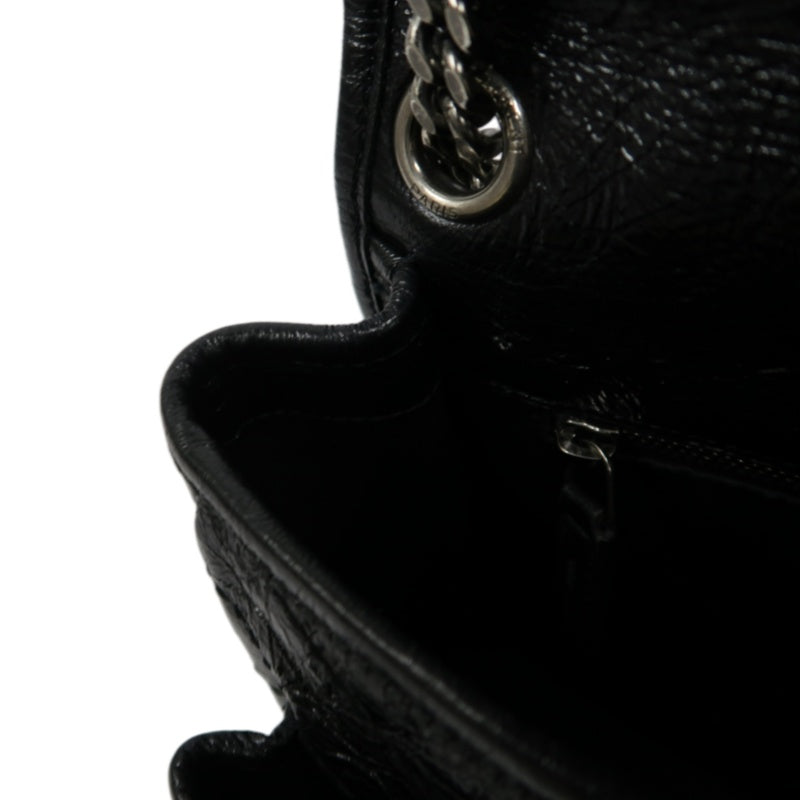 YSL NIKI Shoulder Bag, Black Oil Wax Leather, Crossbody Bag