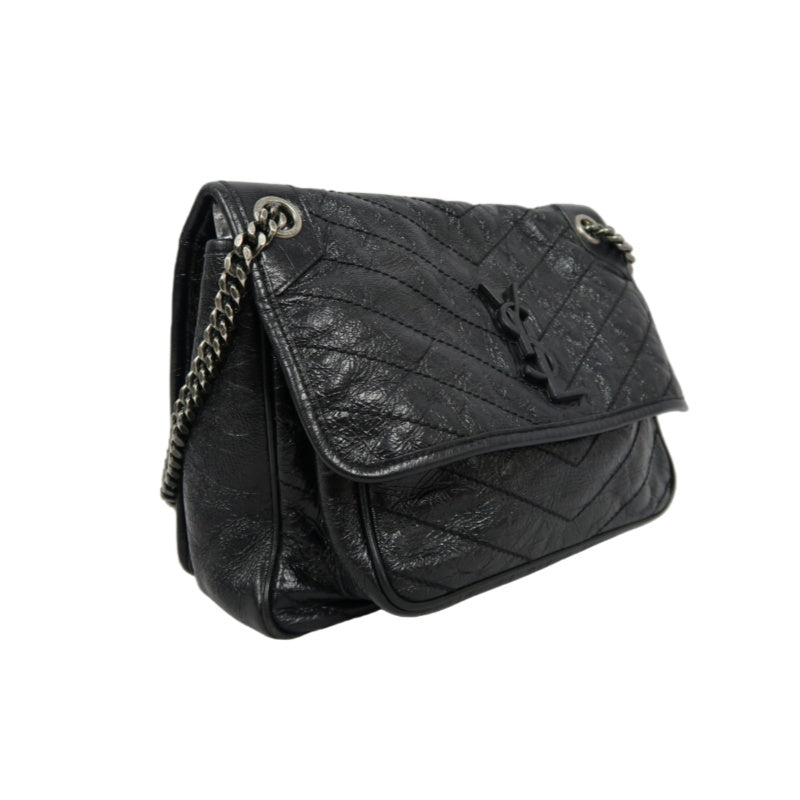 YSL NIKI Shoulder Bag, Black Oil Wax Leather, Crossbody Bag