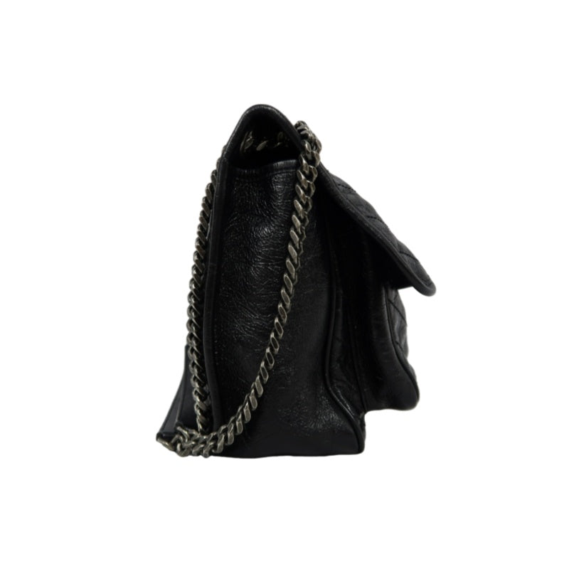 YSL NIKI Shoulder Bag, Black Oil Wax Leather, Crossbody Bag