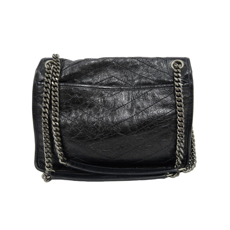YSL NIKI Shoulder Bag, Black Oil Wax Leather, Crossbody Bag