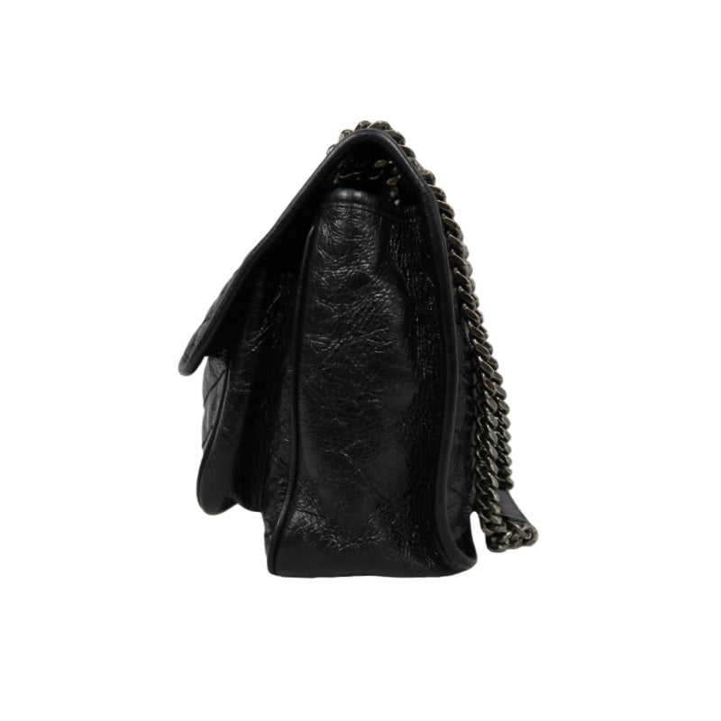 YSL NIKI Shoulder Bag, Black Oil Wax Leather, Crossbody Bag