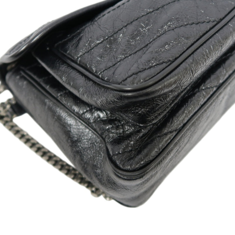 YSL NIKI Shoulder Bag, Black Oil Wax Leather, Crossbody Bag