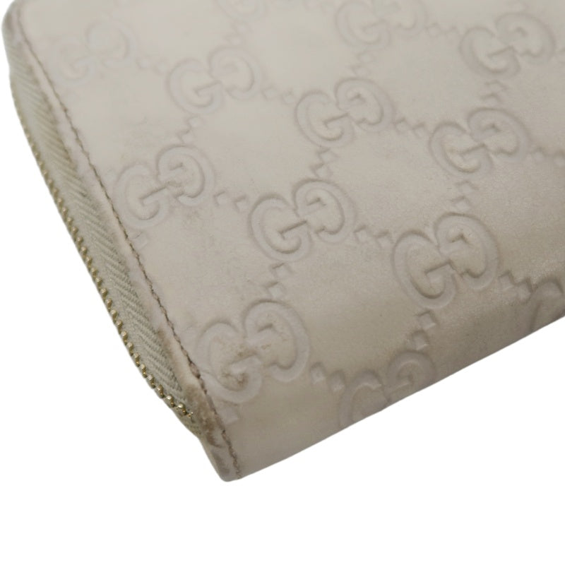 Gucci Guccissima Leather Long Wallet, Off-White with Silver-tone Hardware