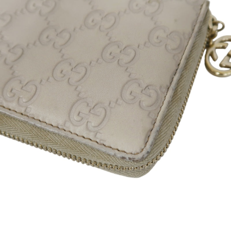 Gucci Guccissima Leather Long Wallet, Off-White with Silver-tone Hardware
