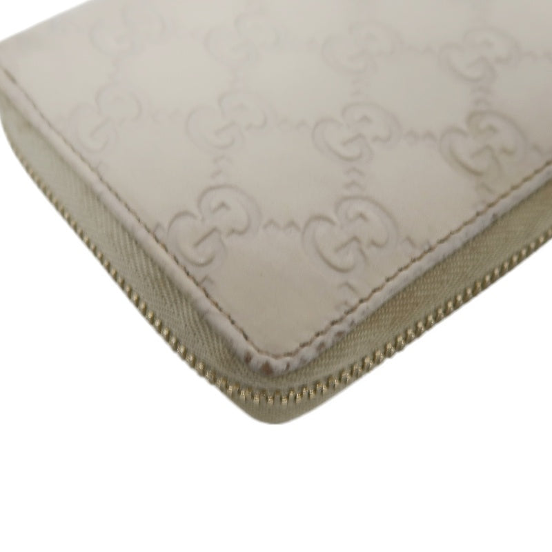 Gucci Guccissima Leather Long Wallet, Off-White with Silver-tone Hardware