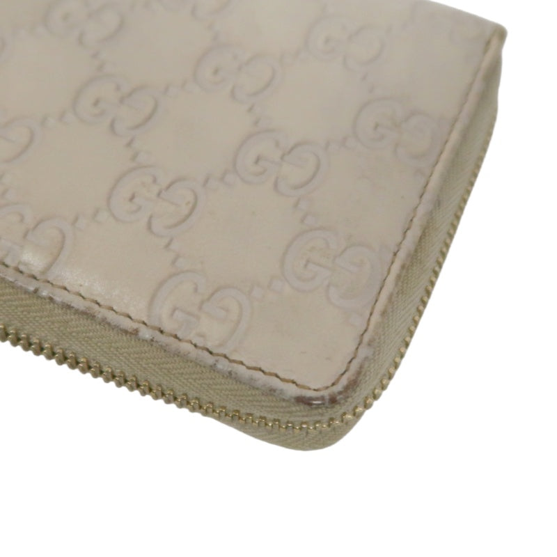 Gucci Guccissima Leather Long Wallet, Off-White with Silver-tone Hardware