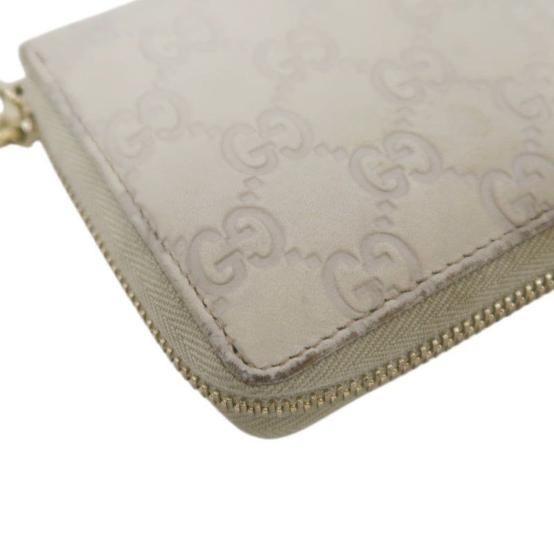 Gucci Guccissima Leather Long Wallet, Off-White with Silver-tone Hardware