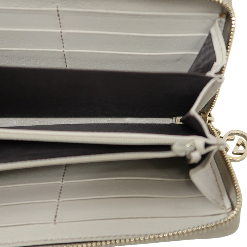 Gucci Guccissima Leather Long Wallet, Off-White with Silver-tone Hardware