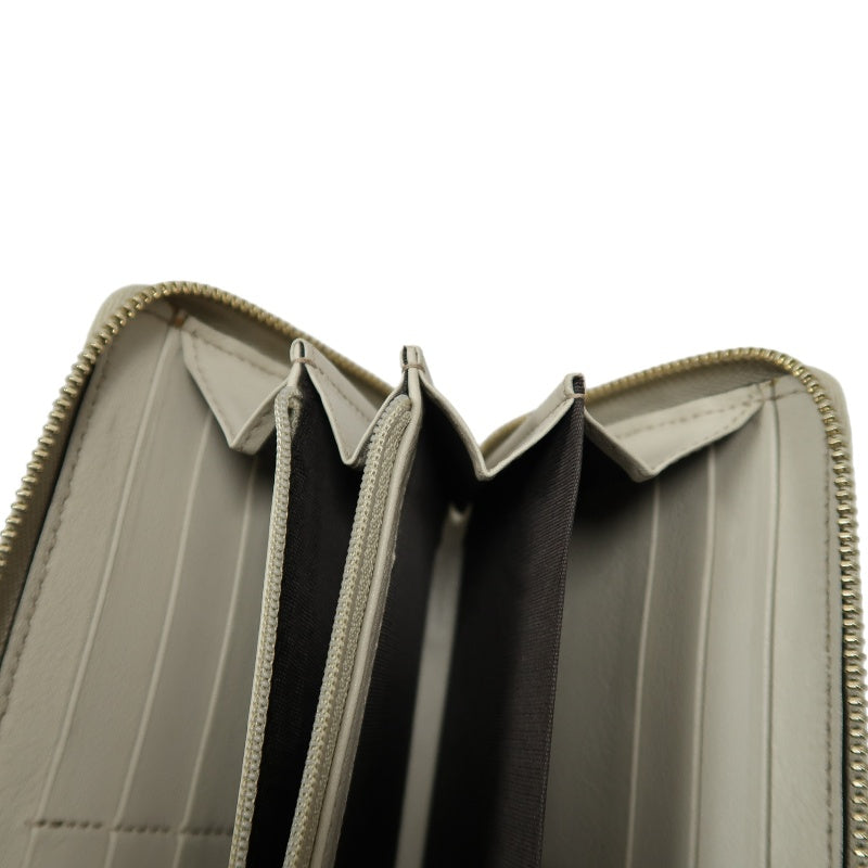 Gucci Guccissima Leather Long Wallet, Off-White with Silver-tone Hardware