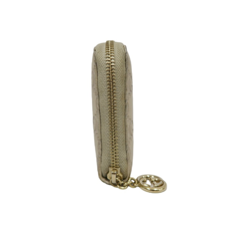 Gucci Guccissima Leather Long Wallet, Off-White with Silver-tone Hardware