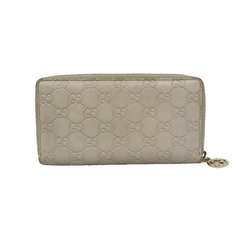 Gucci Guccissima Leather Long Wallet, Off-White with Silver-tone Hardware