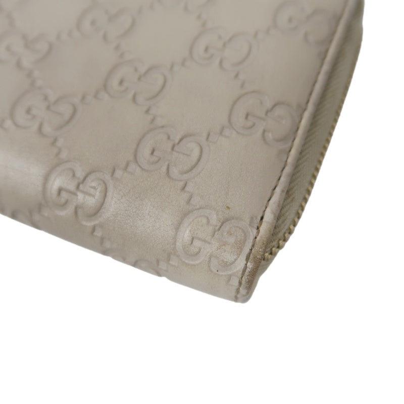 Gucci Guccissima Leather Long Wallet, Off-White with Silver-tone Hardware