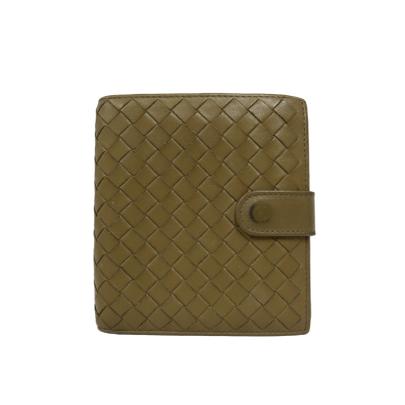 BOTTEGA VENETA Intrecciato Weave Bifold Wallet Leather Beige Brown