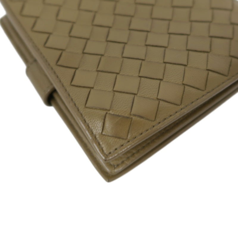 BOTTEGA VENETA Intrecciato Weave Bifold Wallet Leather Beige Brown