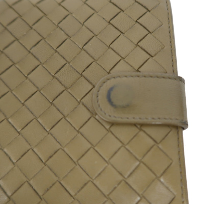 BOTTEGA VENETA Intrecciato Weave Bifold Wallet Leather Beige Brown